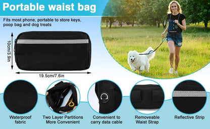 Hands-Free Dog Leash, Large (25-120 Lbs), Black | Zippered Storage Pouch, Double Padded Handles, Heavy-Duty Bungee Cord, Ideal for Walking, Jogging & Running